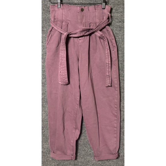 Universal Thread Pants - Universal Thread Paperbag Waist Belted Cropped Pants Mauve Women's Size 00